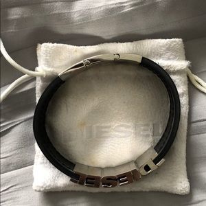 Men’s Diesel Leather and Metal Bracelet